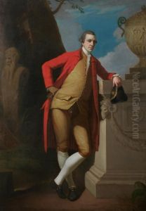 Portrait Of A Gentleman, Full Length, In A Red Coat, Buff Waistcoat And Breeches, Holding A Black Tricorn Hat Portrait Of A Gentleman, Full Length, In A Red Coat, Buff Waistcoat And Breeches, Holding A Black Tricorn Hat