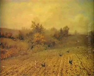 Rooks In A Field by Rosa Brett