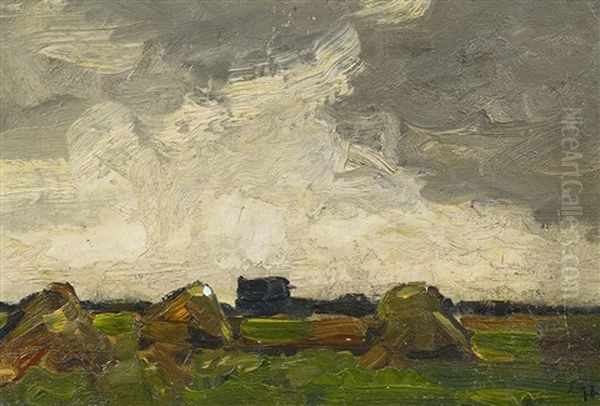 Felderlandschaft Mit Heumieten - view 1