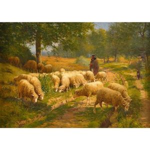 Shepherd And His Flock by Max Breu