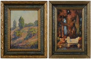 Untitled (hillside) (+ Untitled (garden At Sunset), Various Sizes; Set Of 2) by Henry Joseph Breuer