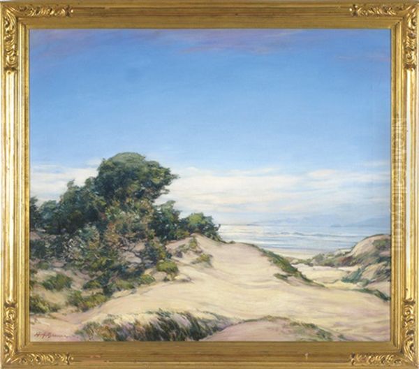 A California Coastal Scene With Shipping In The Distance - view 1