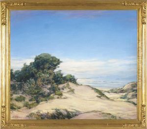 A California Coastal Scene With Shipping In The Distance by Henry Joseph Breuer