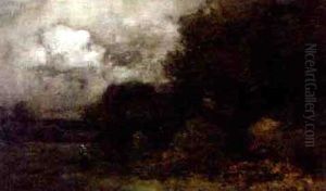 Barbizon Landscape At Dusk With Women Gathering Wood Barbizon Landscape At Dusk With Women Gathering Wood