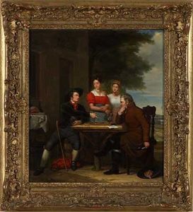 Gesellschaft Beim Damespiel by Hendrik Breukelaar
