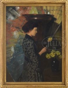 Portrait Of A Young Woman Arranging Flowers