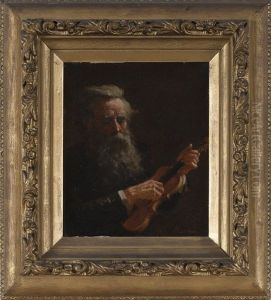 Portrait Of A Bearded Man With Violin by Hugo Breul