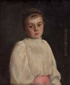 Portrait Eines Madchens In Weis by Konstanze von Breuning