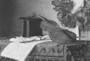 Stilleben Mit Geige Und Zylinder by Konstanze von Breuning