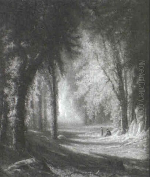Figures In Wooded Landscape - view 1