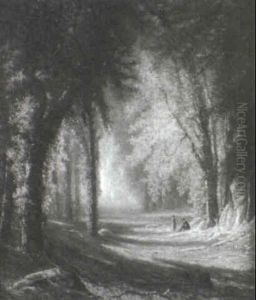 Figures In Wooded Landscape by James Renwick Brevoort