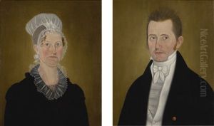 Pair Of Portraits: Lavinia And Dr. James Hall by John Brewster Jr.