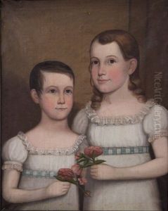 Double Portrait Of Wealthy Jones Winter (b. 1819) And Sarah Marie Winter (b.1817)