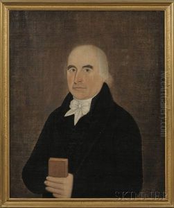 Portrait Of Captain John Low (+ Portrait Of His Wife Sara (herrick); Pair) by John Brewster Jr.