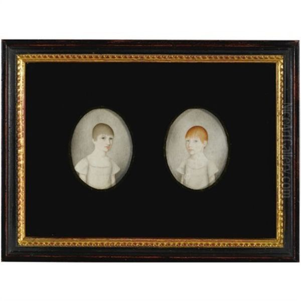Portraits Of Dark-haired And Red-haired Young Girls (pair) - view 1