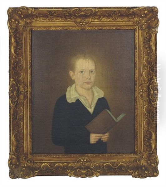 Portrait Of A Boy Holding A Book - view 1