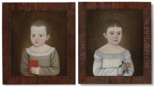 Portrait Of Brother (+ Sister; Pair) by John Brewster Jr.