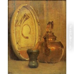 Indian Pottery And Copper Kettle by Anna Richards Brewster