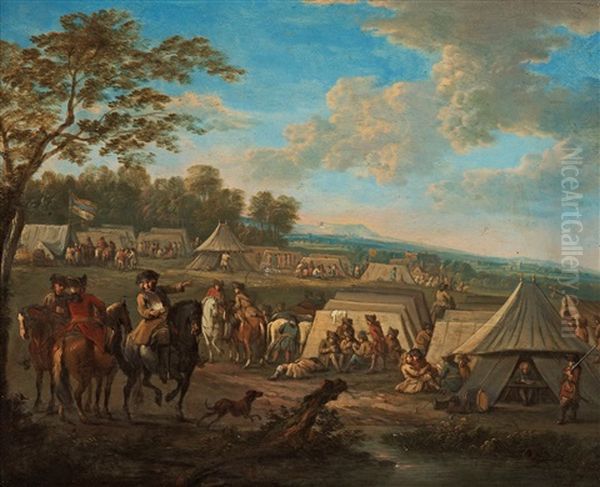 Field Camp With Troops And Horses - view 1