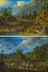 Zwei Gemalde: Plunderungen Flamischer Dorfer by Karel Breydel