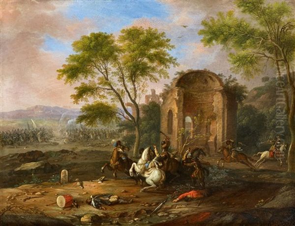 Cavalry Battle In A Hilly Landscape - view 1