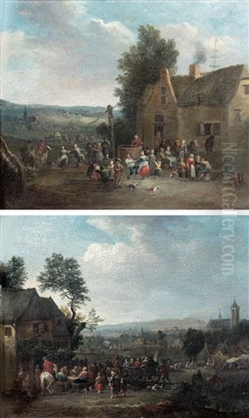 Assemblees De Personnages Devant Un Village - view 1