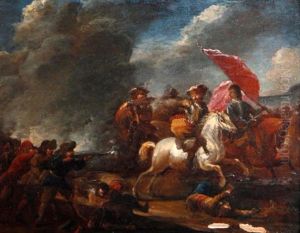 Combat De Cavalerie Et De Fantassins