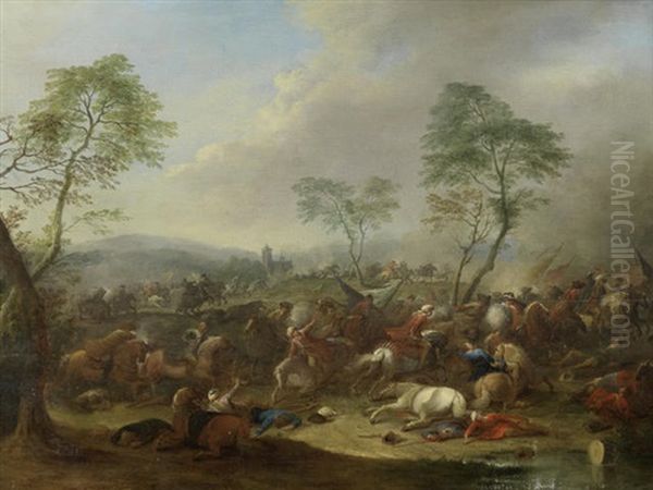 A Cavalry Skirmish In An Italianate Landscape - view 1