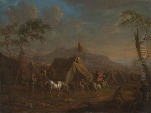 Le Repos Des Cavaliers Au Camp (pair) by Karel Breydel