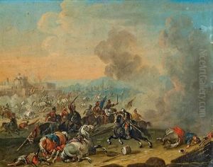 Reitergefecht Vor Einer Festung by Karel Breydel