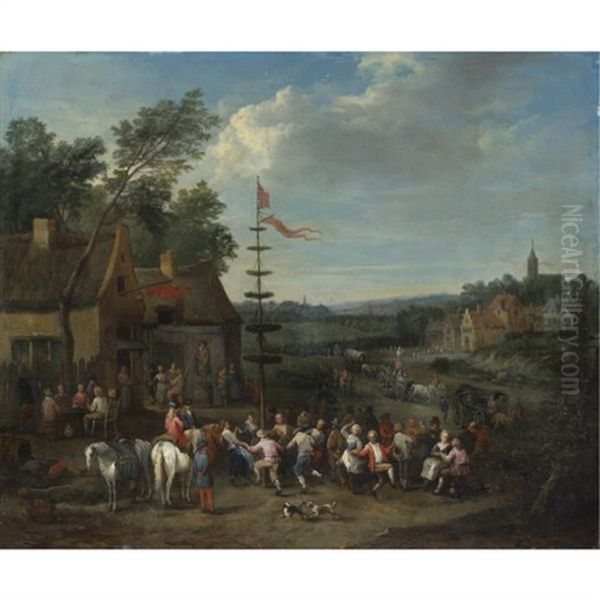 A Village Fair With Figures Dancing Around A Maypole - view 1