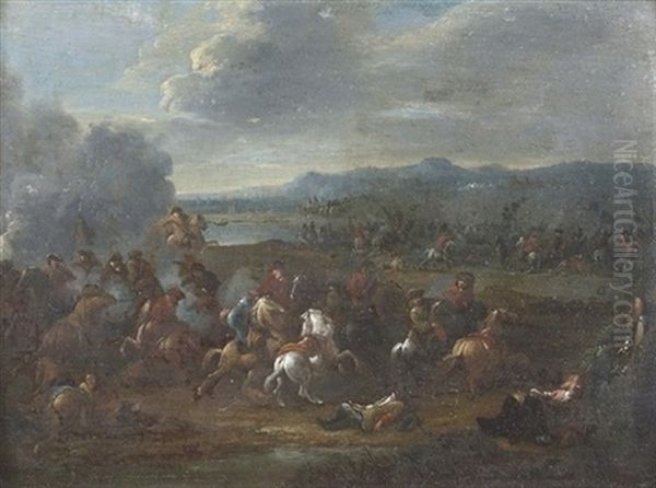 Reitergefecht Vor Einer Weiten Hugeligen Landschaft - view 1
