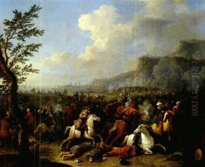 Reiterschlacht Zwichen Kaiserlichen Und Turkischen Truppen by Karel Breydel