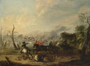 A Cavalry Battle Scene by Karel Breydel