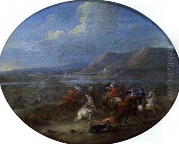 Reitergefecht In Einer Weiten Flusslandschaft - view 1