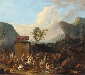 Cavalry Battle Before A Mediterranean Port by Karel Breydel