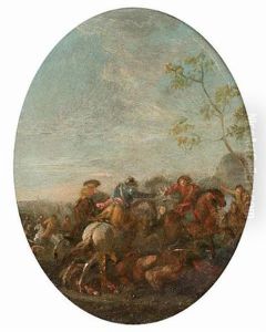 Cavalry Skirmish (+ Another Similar; Pair) by Karel Breydel