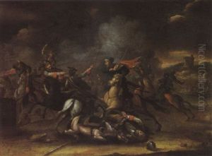 A Cavalry Battle Scene by Karel Breydel