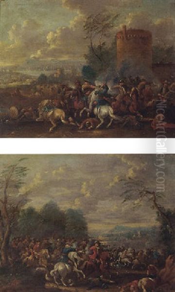 A Cavalry Skirmish Outside A Fort - view 1