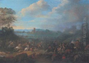 A Cavalry Battle In An Extensive Landscape