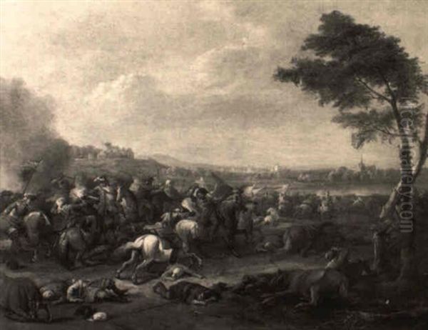A Cavalry Skirmish By A Lake - view 1