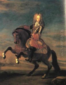 An Equestrian Portrait Of A Nobleman Commander, In Armour   With A Lace Jabot, With The Order Of The Golden Fleece