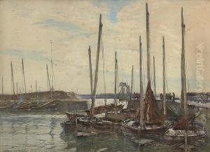Fishing Boats In A Harbour. by Robert Weir Allan
