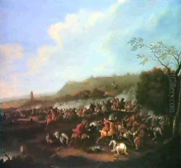 Nederlandsk Landskab Med Ryttere I Kamp - view 1