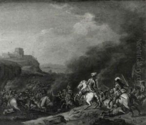 Battle Scene Before A Castle by Karel Breydel