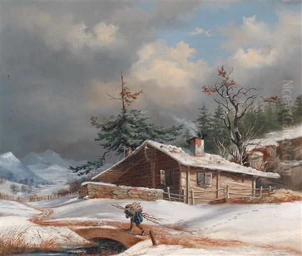Holzsammler In Winterlandschaft - view 1