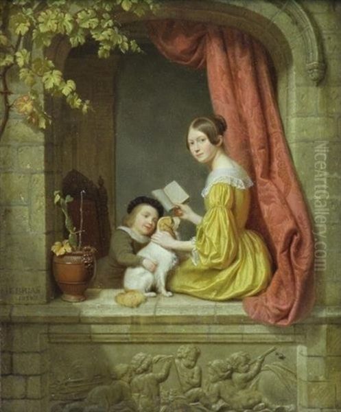 Woman With Boy And Dog In Window - view 1