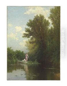 Gathering Water Lilies At Curzon's Mills, Newburyport, Massachusetts