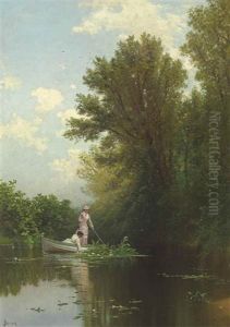 Gathering Water Lilies At Curzon's Mills, Newburyport, Massachusetts