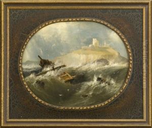Dunstanburgh Castle With Shipwreck Off The Northumberland Coast